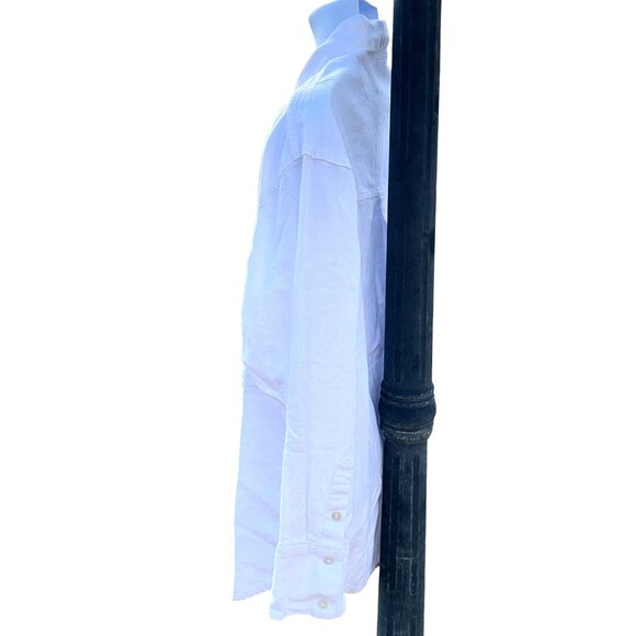 Abercrombie Fitch Medium White Oversized Button Up Shirt Linen Cotton Blend Mens - Picture 4 of 8